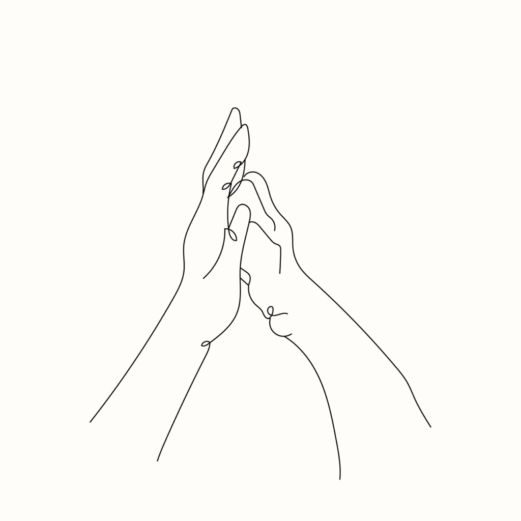 illustration minimaliste deux mains qui se touchent
